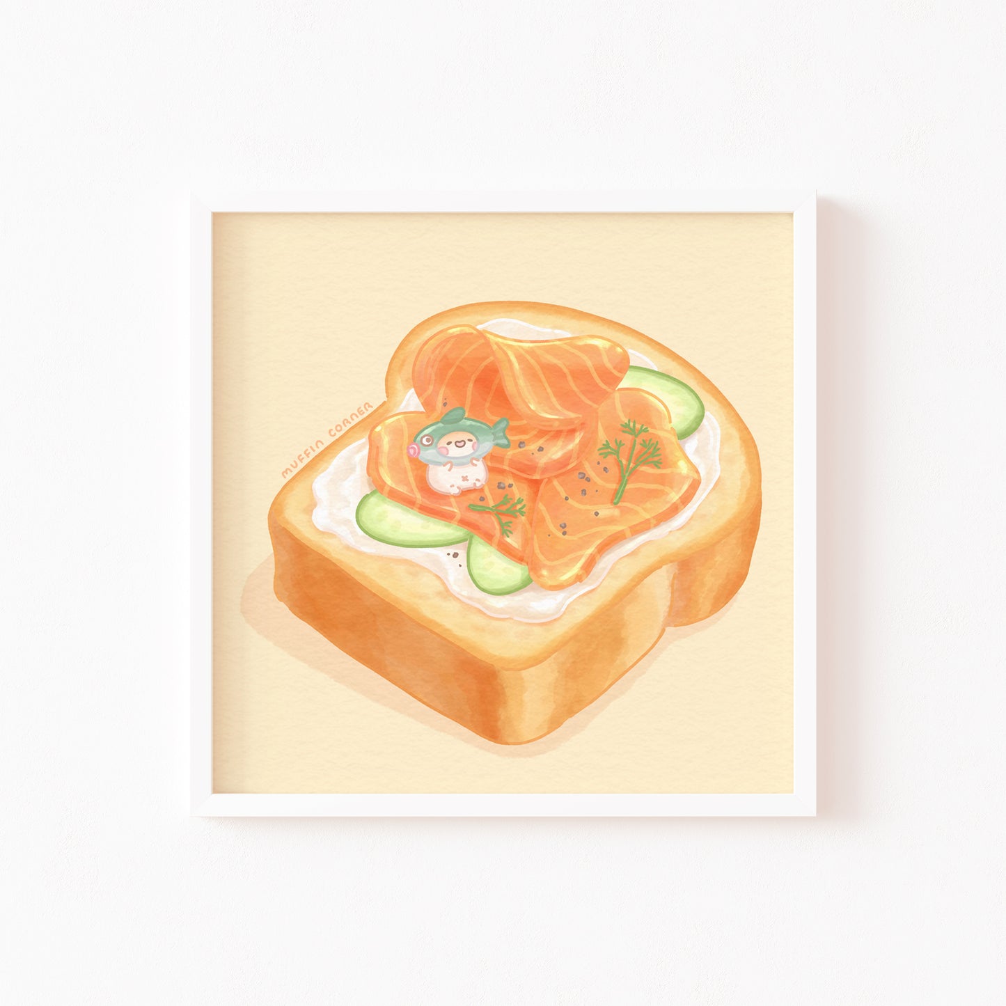 Muffinmaru Smoked Salmon Toast Mini Art Print