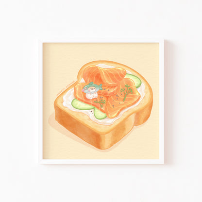 Muffinmaru Smoked Salmon Toast Mini Art Print