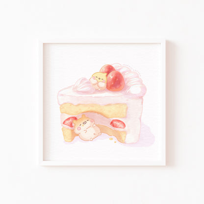 Strawberry Cake Dream Mini Art Print