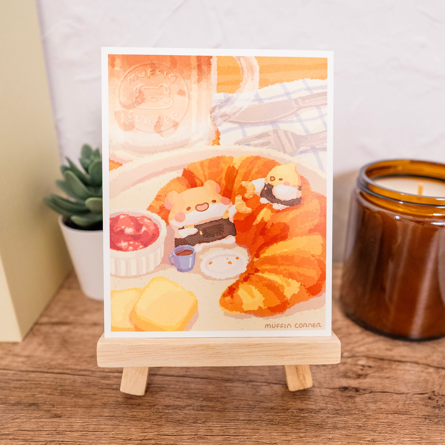 Croissant Cheers Mini Art Print