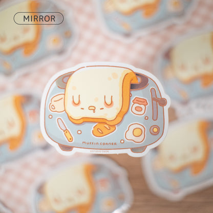 Sleepy Toast Mirror Sticker