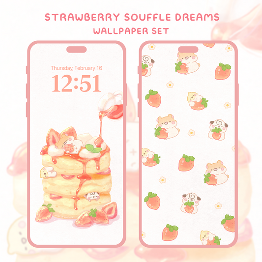 Conjunto de fondos de pantalla digitales - Sueños de soufflé de fresa