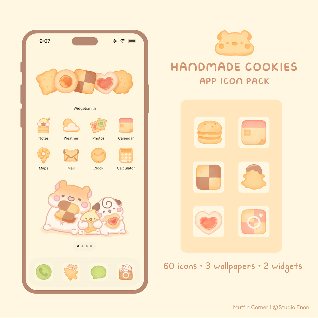 Digital iOS & Android App Icon Pack - Handmade Cookies