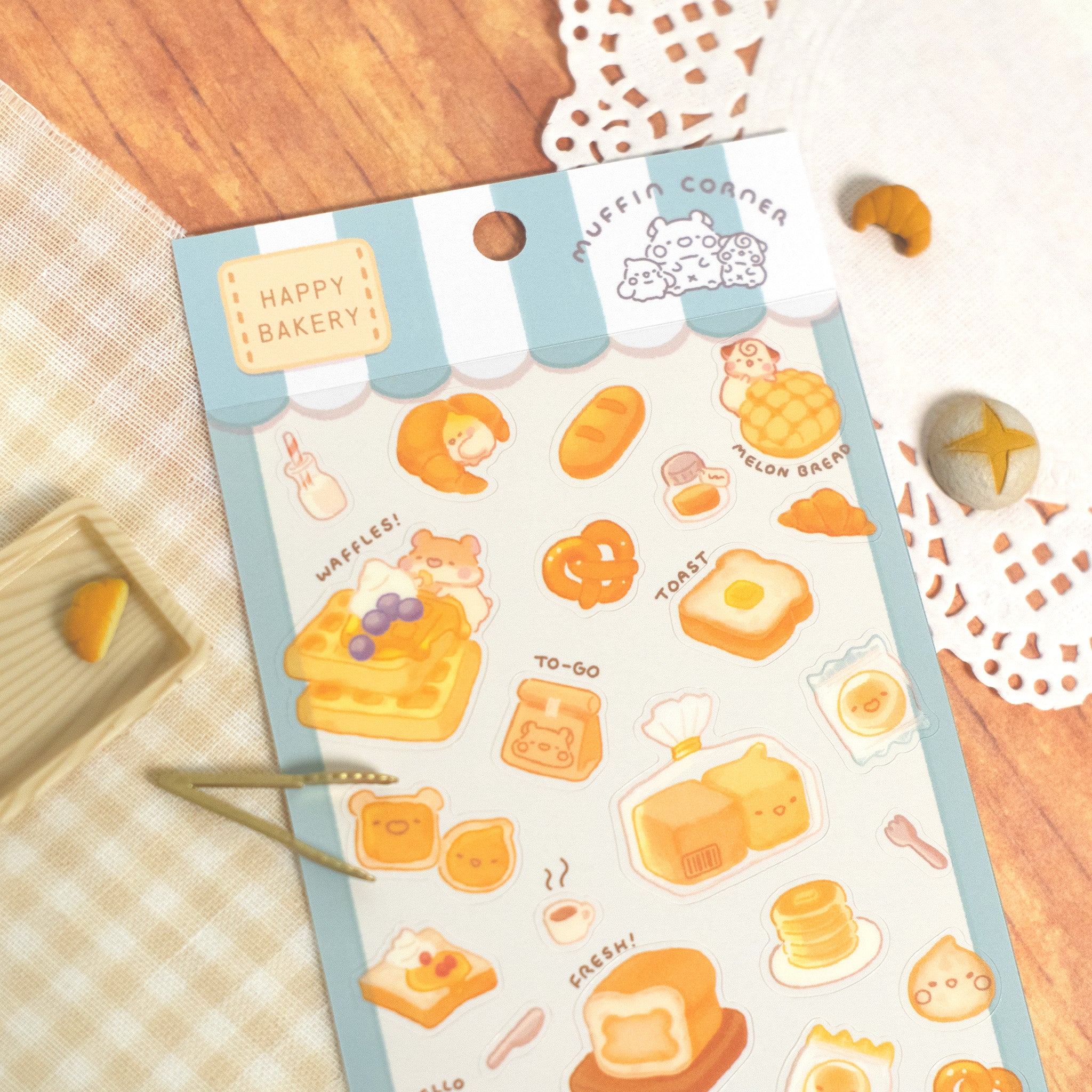 Bakery Pattern Sticker Happy Bakery - Fresh Bread Sticker Sheet โ Studio Enon