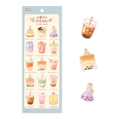 Boba Menu Sticker Sheet