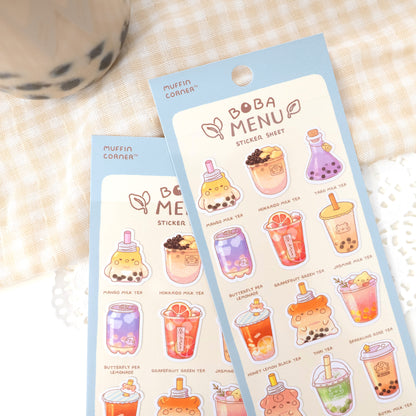 Boba Menu Sticker Sheet