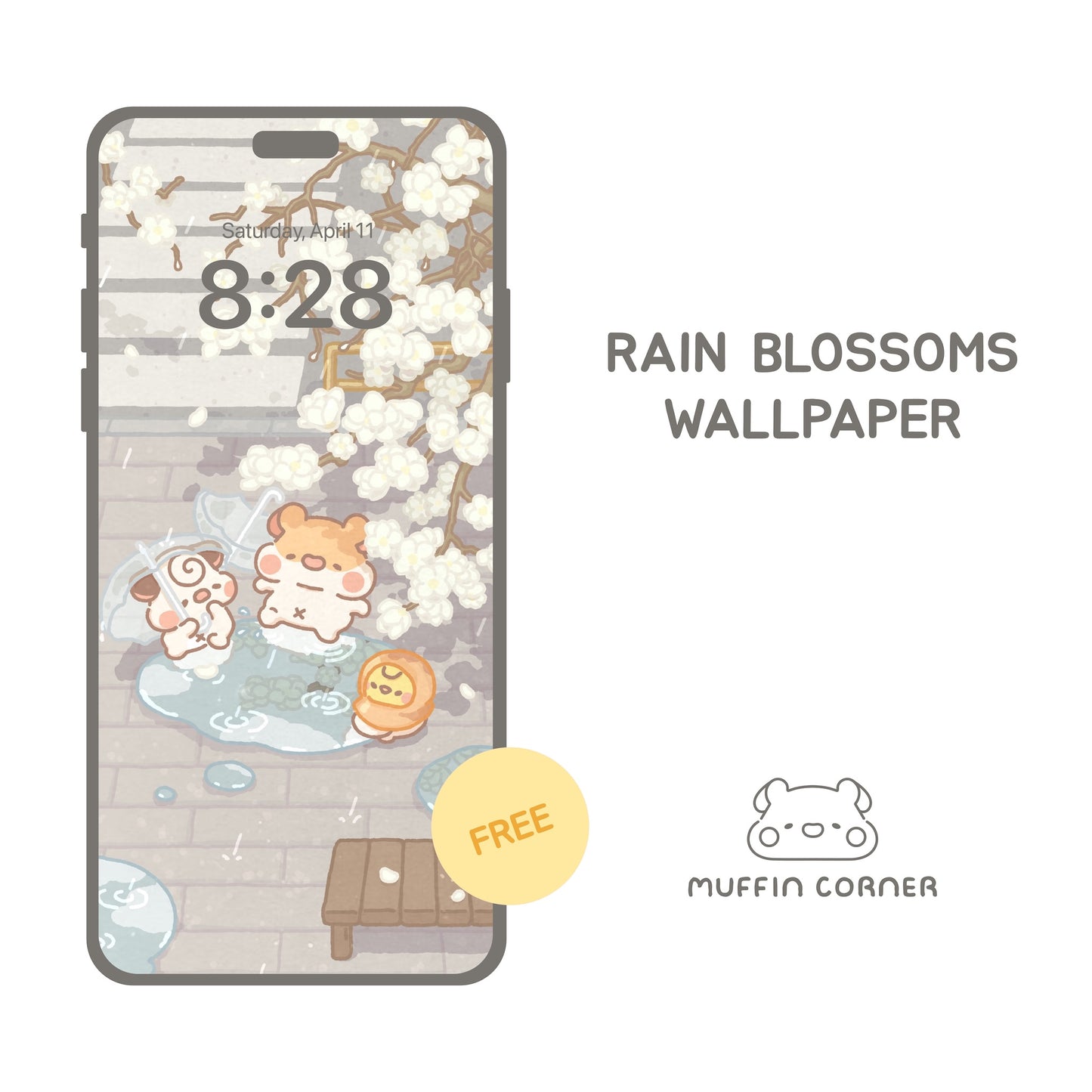 Digital Wallpaper - Rain Blossoms