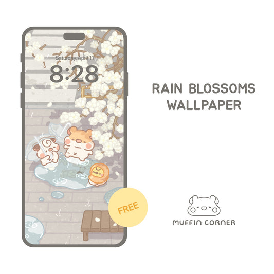 Digital Wallpaper - Rain Blossoms